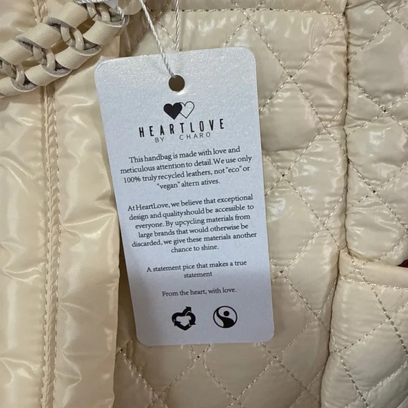 Heartlove by Charo Off-White Quilted Backpack with Adjustable Straps - Picture 9 of 10